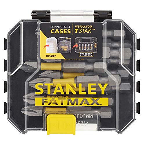 Stanley FatMax 10-tlg. Torsion Bit-Set STA88573 (in kleiner, handlichen Schüttelbox, mit 10x Phillips Bits (PH2), kompatibel mit dem Pro-Stack Aufbewahrungssystem) von FatMax