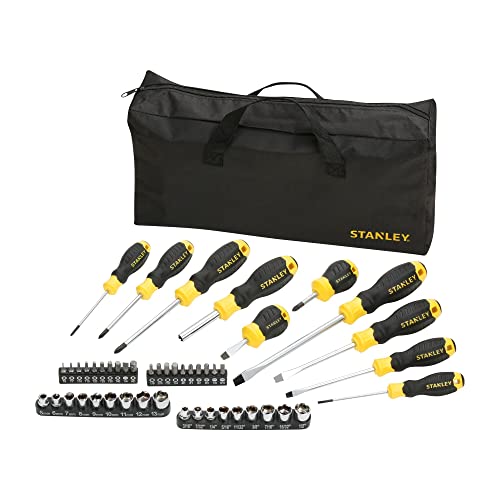 Stanley Allzweckschneider, STHT0–70887 Schraubendreher Sockel und Bit Set mit Bag 48 Stück, gelb/schwarz von Stanley