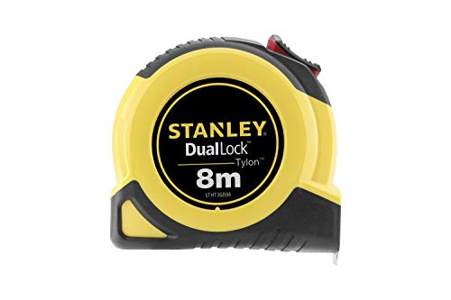 Stanley STHT36804-0 Bandmass DualLock Tylon, Genauigkeitsklasse II, zweiteilige Bandbremse, schlagfestes plus bruchsicheres Gehäuse, Gelb / Schwarz, 8 m Länge, 25 mm Breite von Stanley