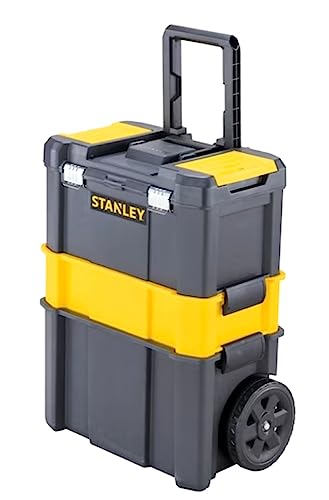 Stanley STST1-80151 Essential Rollende Werkstatt, Belastbarkeit bis zu 20 kg, Metallverschlüsse, Organizer für Kleinteile im Deckel von Stanley