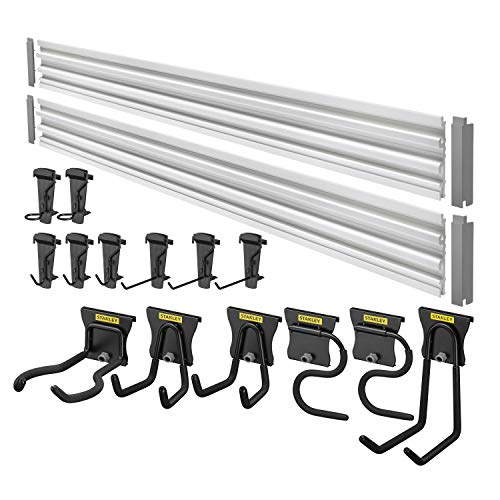 Stanley Trackwalls Set (20-teilig, praktisches Schienensystem für die Werkstatt, Garage, Hobbyraum, einfache Montage, Tragekapazität pro Schiene: 35 kg) STST22000-1 Mehrfarbig von Stanley