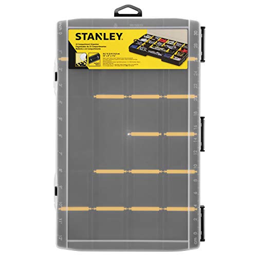 Stanley STST81681-1 OPP Organizer (Aufbewahrungsbox für Zubehör und Kleinteile aus schlagfestem Polypropylen, 22 Fächer mit entfernbaren Trennwänden, eingebautes Lineal) von Stanley
