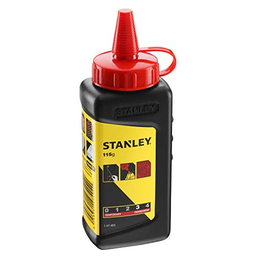 Stanley Schlagschnurkreide (115 g, gut haftend, sehr wasserfest, schwer löslich, in Kunststoffdose) 1-47-404, rot von Stanley