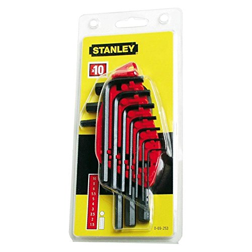 Stanley Sechskantstiftschlüssel-Set, 10-teilig (je 1x 1.5/2/2.5/3/4/5/5.5/6/8/10mm Stiftschlüssel) 0-69-253 von Stanley