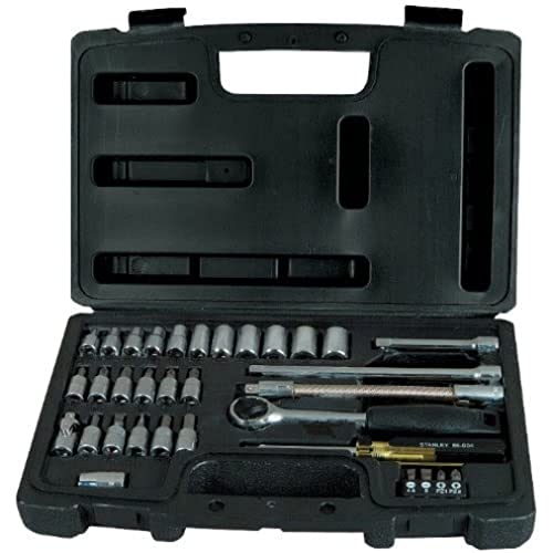 Stanley Steckschlüssel-Set 1/4 Zoll 40-teilig (Umschaltknarre mit Selbstauslösung, Steckschlüssel 4-13 mm, Bits) 1-94-655 von Stanley