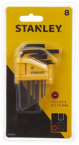 Stanley Sechskantstiftschlüssel-Set (8-teilig, je 1x 1.5/2/2.5/3/4/5/5.5/6 mm Stiftschlüssel) 0-69-251 von Stanley