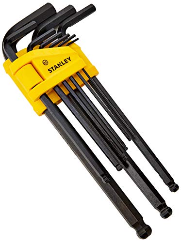 Stanley Stiftschlüssel mit Kugelkopf Set (9-teilig, im Kunststoffhalter, Stiftgröße 1.5/2/2.5/3/4/5/6/8/10 mm) 0-69-256 von Stanley