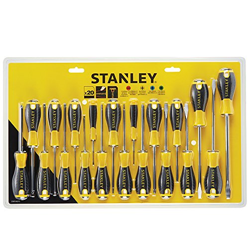 Stanley Tools sta060213 Essential Schraubendreher, gelb/schwarz (20 Stück) von Stanley