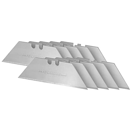 Stanley Trapezklingen 1992 (ohne Lochung, 62mm Klingenlänge, für allgemeine & schwere Schneidarbeiten in Teppich & Vinyl, 10 Stück im Spender) 2-11-921, Silber von Stanley
