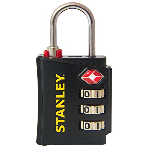 Stanley TravelMax TSA Zahlenschloss 30mm schwarz Sicherheitsindikator 3-stellig S742-054, Schloss, Bügelschloss von Stanley