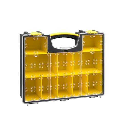 Stanley Werkzeug-Organizer / Aufbewahrungsbox (42.3x10.5x33.4cm, Koffer für Kleinteile in zwei verschiedene Größen, formstabiler Deckel aus Polycarbonat, organisierte Aufbewahrung) 1-92-749 von Stanley