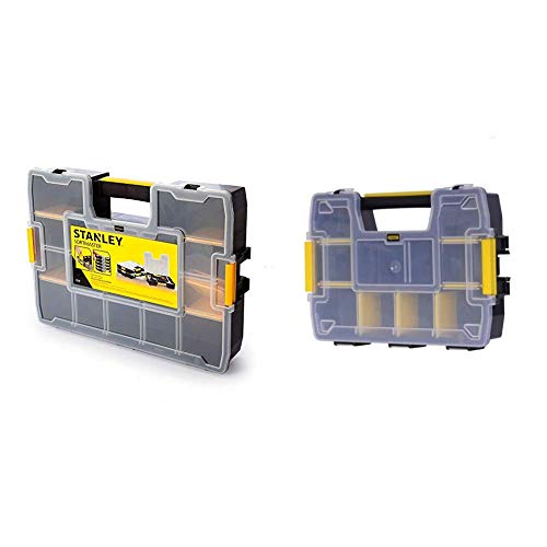 Stanley Werkzeug-Organizer Sortmaster (43 x 9 x 33 cm, bis zu 1024 Konfigurationen) & FatMax Werkzeug-Organizer Sortmaster/Aufbewahrungsbox (29x21x6.3cm, stapelbar mit Verriegelung) von Stanley