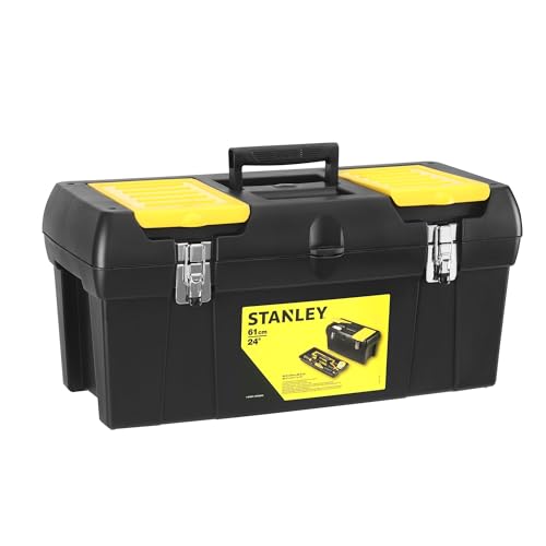 STANLEY Werkzeugbox/Werkzeugkoffer Millenium, 24" 1-92-067 (zum Verstauen und Transportieren von Werkzeug, mit herausnehmbarer Ablage, 2 Organizern im Deckel, Metallschließen, Kunststoffgriff) von Stanley