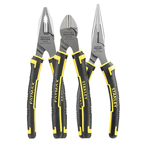 Stanley Zangenset MaxSteel 3-teilig (Kombizange 165 mm/Seitenschneider 165mm/Spitzzange 155mm, Bi-Material) 4-84-488 von Stanley