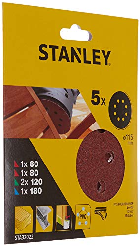 Stanley sta32022-xj Fiberscheibe 5Stück (S) Zubehör für Trockenbauschleifer – Zubehör Schleifblätter (5 Stück (S)) von Stanley