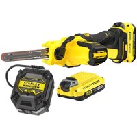 Stanley - Werkzeug - 18V Akku-Bandschleifer, 2x Akku 2,0 Ah, Ladegerät SFMCE210D2K-QW von Stanley