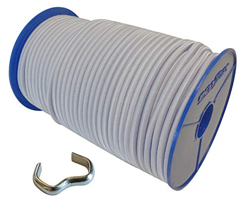 10mm Expanderseil 20m Gummiseil + 10 Seilklemmen Gummileine Planenseil Seil Plane in Weiss von StanleysSeilShop