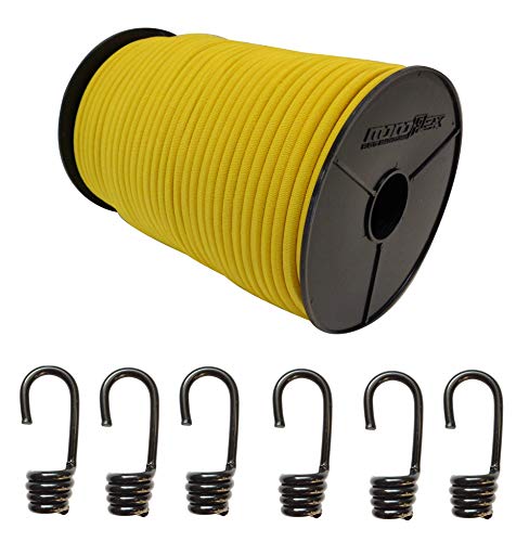 Seilwelt 6mm Expanderseil 10m Gummiseil + 10 Spiralhaken Gummileine Planenseil Seil Plane in Gelb von StanleysSeilShop