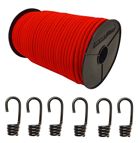 Seilwelt 6mm Expanderseil 10m Gummiseil + 10 Spiralhaken Gummileine Planenseil Seil Plane in Rot von StanleysSeilShop