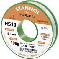 HS10 2,5% 0,5MM SN99,3CU0,7 cd 100G Lötzinn, bleifrei bleifrei, Spule Sn99,3Cu0,7 ROM1 100 g - Stannol von Stannol