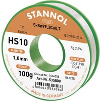 HS10 2,5% 1,0MM SN99,3CU0,7 cd 100G Lötzinn, bleifrei bleifrei, Spule Sn99,3Cu0,7 ROM1 100 g - Stannol von Stannol