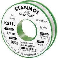 Stannol - KS115 Lötzinn, bleifrei Spule Sn99,3Cu0,7 ROM1 100 g 0.3 mm von Stannol