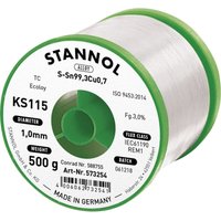 Stannol - KS115 Lötzinn, bleifrei Spule Sn99,3Cu0,7 ROM1 500 g 1 mm von Stannol