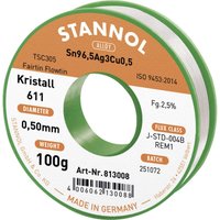 Stannol - Kristall 611 Fairtin Lötzinn, bleifrei bleifrei Sn96,5Ag3Cu0,5 REM1 100 g 0.5 mm von Stannol