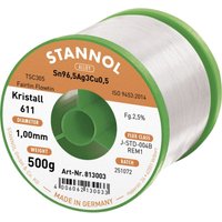 Kristall 611 Fairtin Lötzinn, bleifrei bleifrei Sn96,5Ag3Cu0,5 REM1 500 g 1 mm - Stannol von Stannol