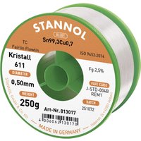 Stannol Kristall 611 Fairtin Lötzinn, bleifrei bleifrei Sn99,3Cu0,7 REM1 250 g 0.5 mm von Stannol