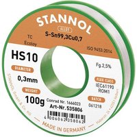 Stannol HS10 2,5% 0,3MM SN99,3CU0,7 CD 100G Lötzinn, bleifrei bleifrei, Spule Sn99,3Cu0,7 ROM1 100g von Stannol