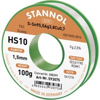 Stannol - HS10 2510 Lötzinn, bleifrei Spule Sn95,5Ag3,8Cu0,7 ROM1 100 g 1.5 mm von Stannol