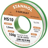 Stannol - HS10 2510 Lötzinn, bleifrei Spule Sn99,3Cu0,7 ROM1 100 g 1.5 mm von Stannol