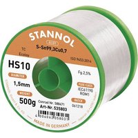 Stannol HS10 2510 Lötzinn, bleifrei Spule Sn99,3Cu0,7 ROM1 500g 1.5mm von Stannol