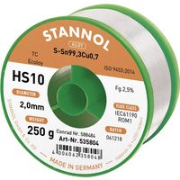 Stannol HS10 2510 Lötzinn, bleifrei Spule Sn99,3Cu0,7 ROM1 250g 2mm Stannol HS10 2510 Lötzinn, bleifrei Spule Sn99,3Cu0,7 ROM1 250g 2mm von Stannol