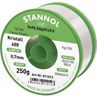 Stannol Kristall 600 Fairtin Lötzinn, bleifrei bleifrei Sn96,5Ag3Cu0,5 REL0 250g 0.7mm von Stannol