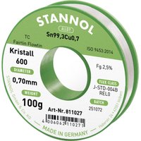 Stannol - Kristall 600 Fairtin Lötzinn, bleifrei bleifrei Sn99,3Cu0,7 REL0 100 g 0.7 mm von Stannol