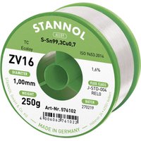 Stannol - ZV16 Lötzinn, bleifrei bleifrei Sn99,3Cu0,7 REL0 250 g 1 mm von Stannol