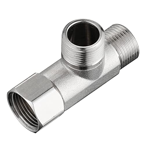 3/8 Kompressions-T-Ventil, Standard-Winkel-T-Ventil, 2 Stück Messing-T-Adapter, 3-Wege-Ventil-Kompression, 3/8 Zoll Einlass und 3/8 Zoll Auslass, Messing-Winkelabsperrventil, 3/8 Add-A-Tee von Stanweemix