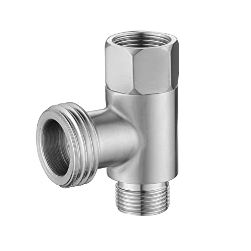 Stanweemix 3/8 x 1/2 Adapter T-Verbinder, ADD-A-Tee Adapter 3-Wege-Tee Kompression, Edelstahl Spaltwasserversorgung T-Rohrverschraubung für Bidet-Schlauch, Winkelabsperrventil, T-Anschluss von Stanweemix