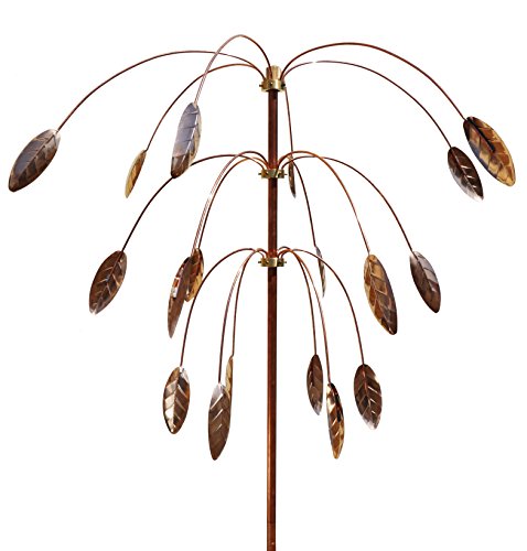 Stanwood Wind Sculpture: Kinetic Copper Triple Spinner – Fallendes Laub von Stanwood Wind Sculpture