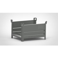 HESON® Stapelbehälter für Langgut, 2 Seiten offen, lackiert, BxT 1.000 x 800 mm, mausgrau von HESON®