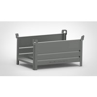 HESON® Stapelbehälter für Langgut, 2 Seiten offen, lackiert, BxT 1.200 x 800 mm, mausgrau von HESON®