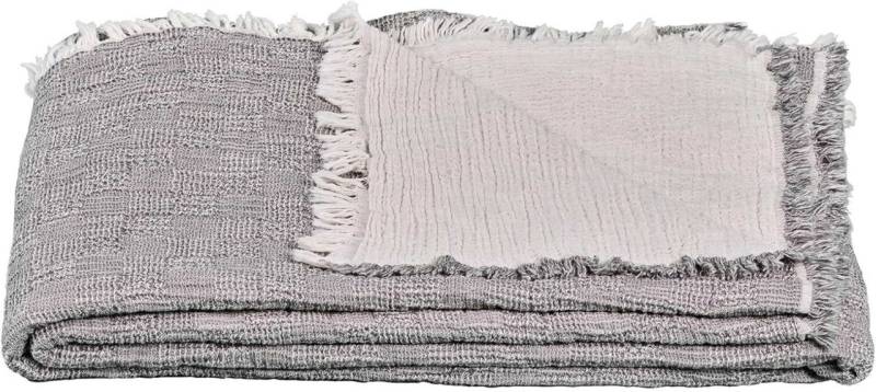 Starhome Musselin Baumwolle Kuscheldecke Wohndecke 140x200 cm Nizza grau creme von Star Home Textil GmbH