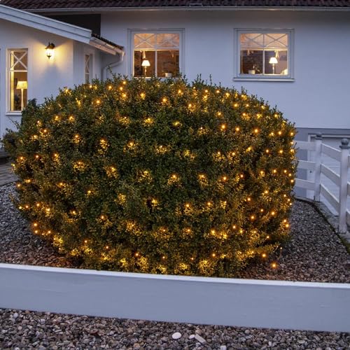 LED Lichternetz 3x3m, 200 Warmweiße LEDs, 5m Zuleitung, IP44 Außenadapter mit Timer 6/18 Std., Grünes Kabel von Star-Max