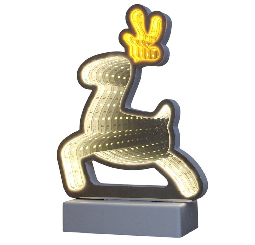 Star-Max Beleuchtetes Fensterbild 36307 LED-Rentier Infinity Effekt 51 LED Batterie USB 16,5x5,5x23,5cm von Star-Max