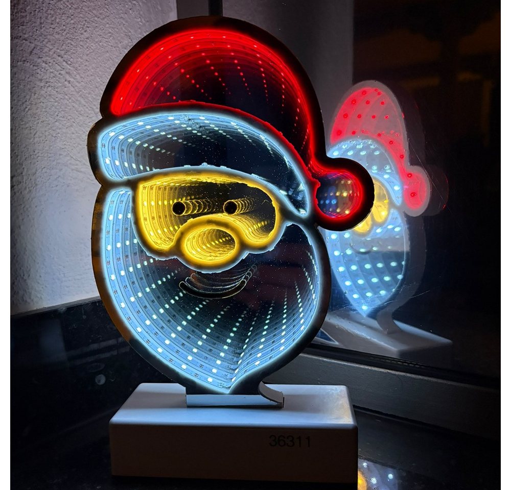 Star-Max Beleuchtetes Fensterbild 36311 LED-Santa Infinity Effekt 78 LED Batterie / USB 15x5,5x23,5cm von Star-Max