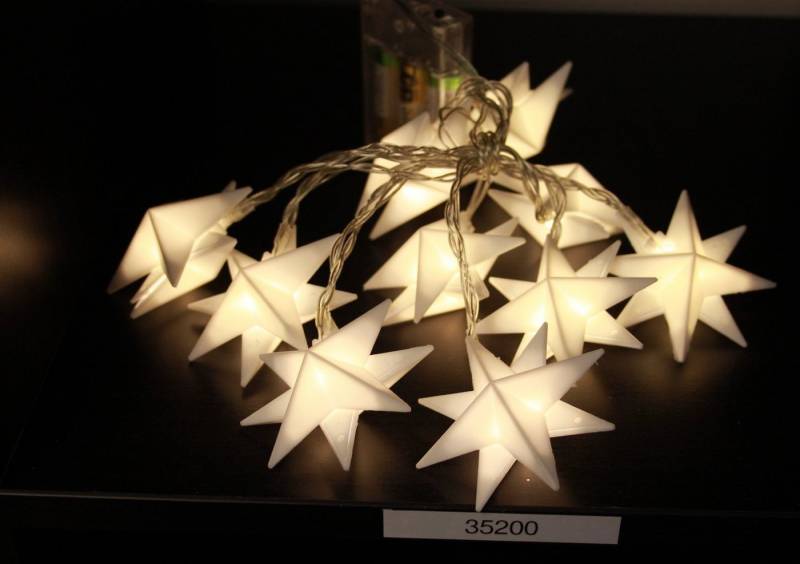 Star-Max LED Dekolicht LED Lichterkette Batterie 1,35m 6 Sterne warmweiß 6/18h Timer von Star-Max