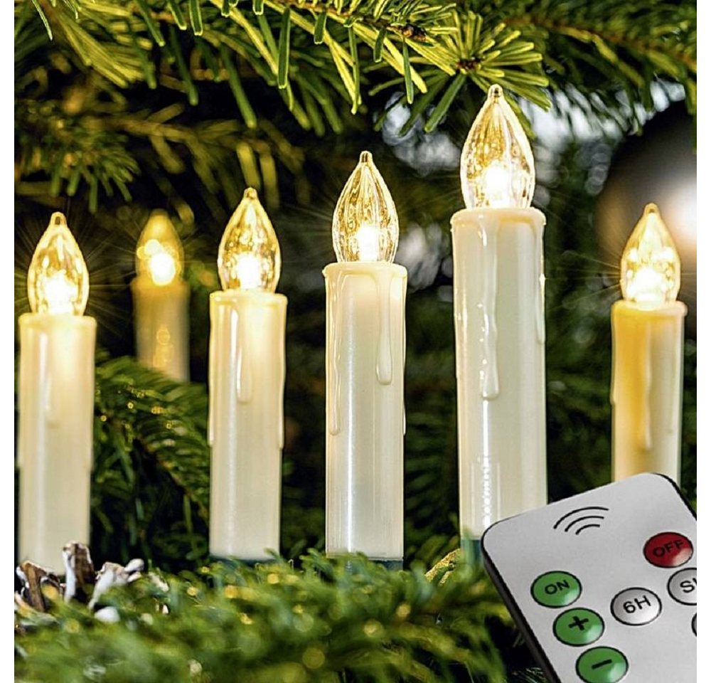 Star-Max LED-Kerze 19624 LED Weihnachtsbaumbeleuchtung Kabellos Dimmer Timer Flacker 10er von Star-Max