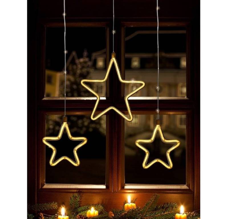 Star-Max LED-Lichtervorhang 35079-3T LED Lichtervorhang 2 Kleine 1 gr. Stern 258er warmweiß Timer Star-Max LED-Lichtervorhang 35079-3T LED Lichtervorhang 2 Kleine 1 gr. Stern 258er warmweiß Timer von Star-Max